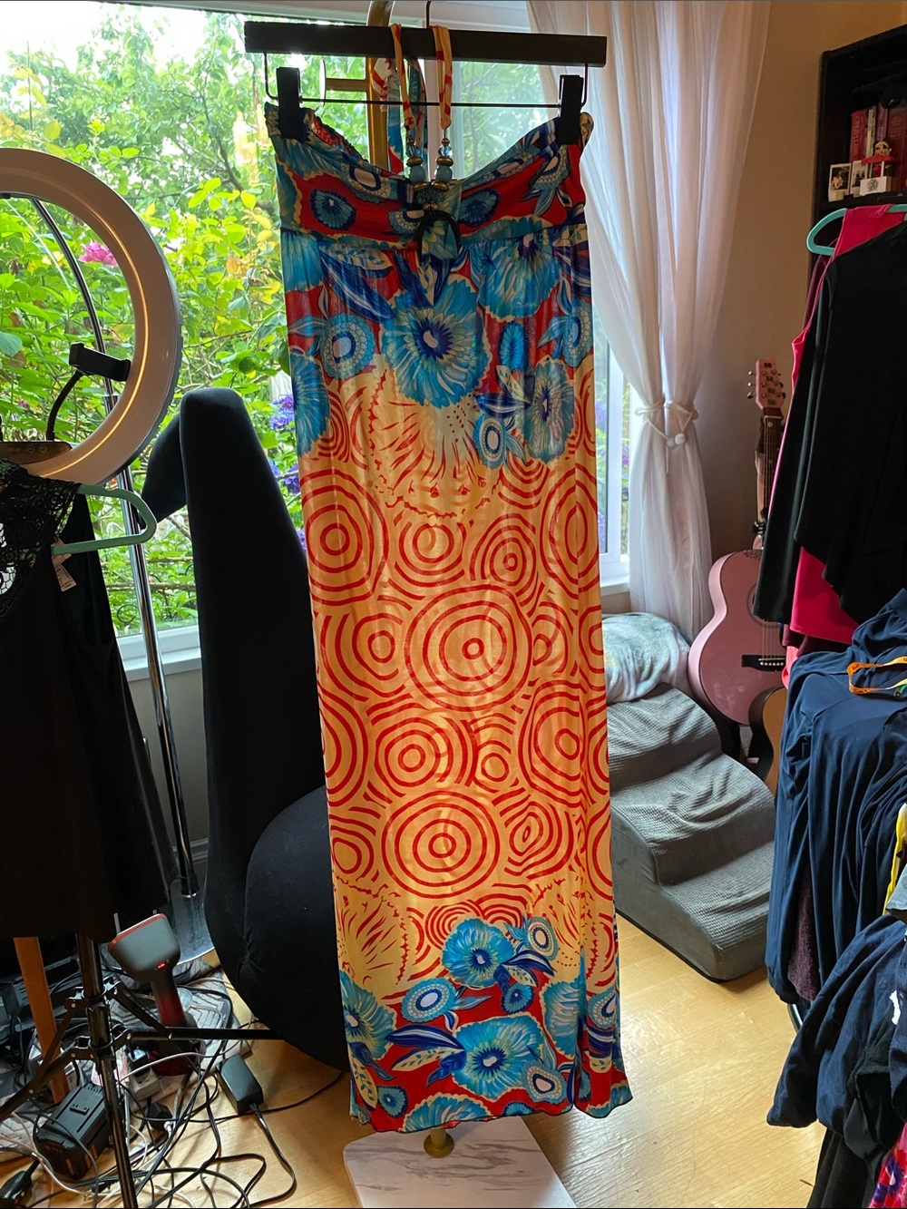 ☀️ SUMMER CLEARANCE 🛍️💍 Vibrant Floral & Target-Print Dress